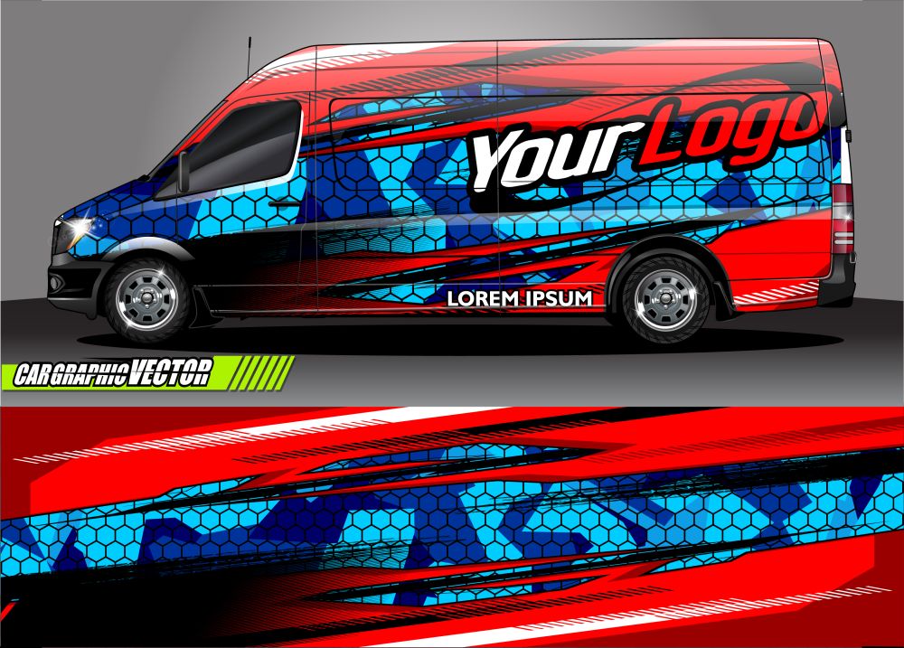 van livery graphic vector. abstract race style background design for vehicle vinyl wrap and car branding