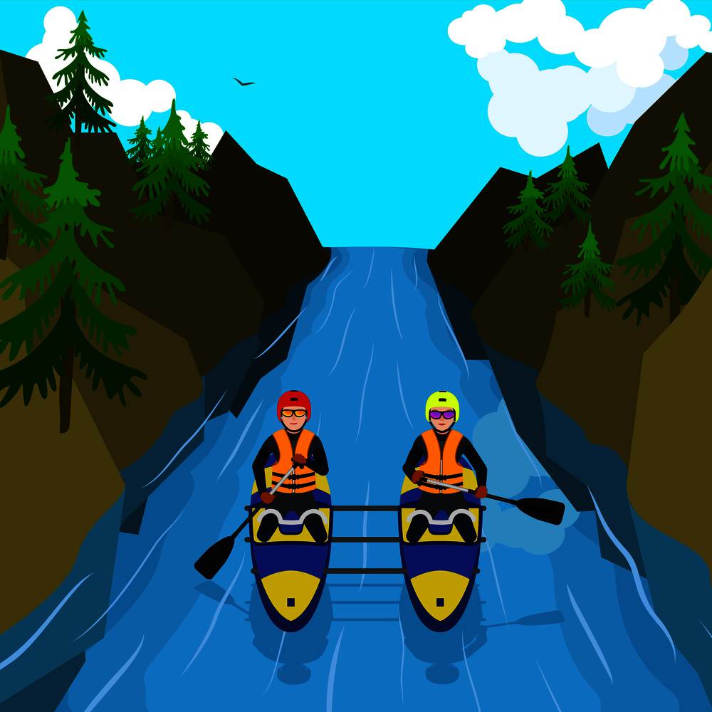 Mountain rafting concept background. Flat illustration of mountain rafting vector concept background for web design. Mountain rafting concept background, flat style