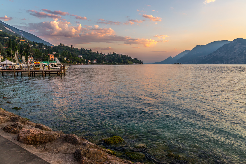 Beautiful evening scenery at lago di garda, Italy