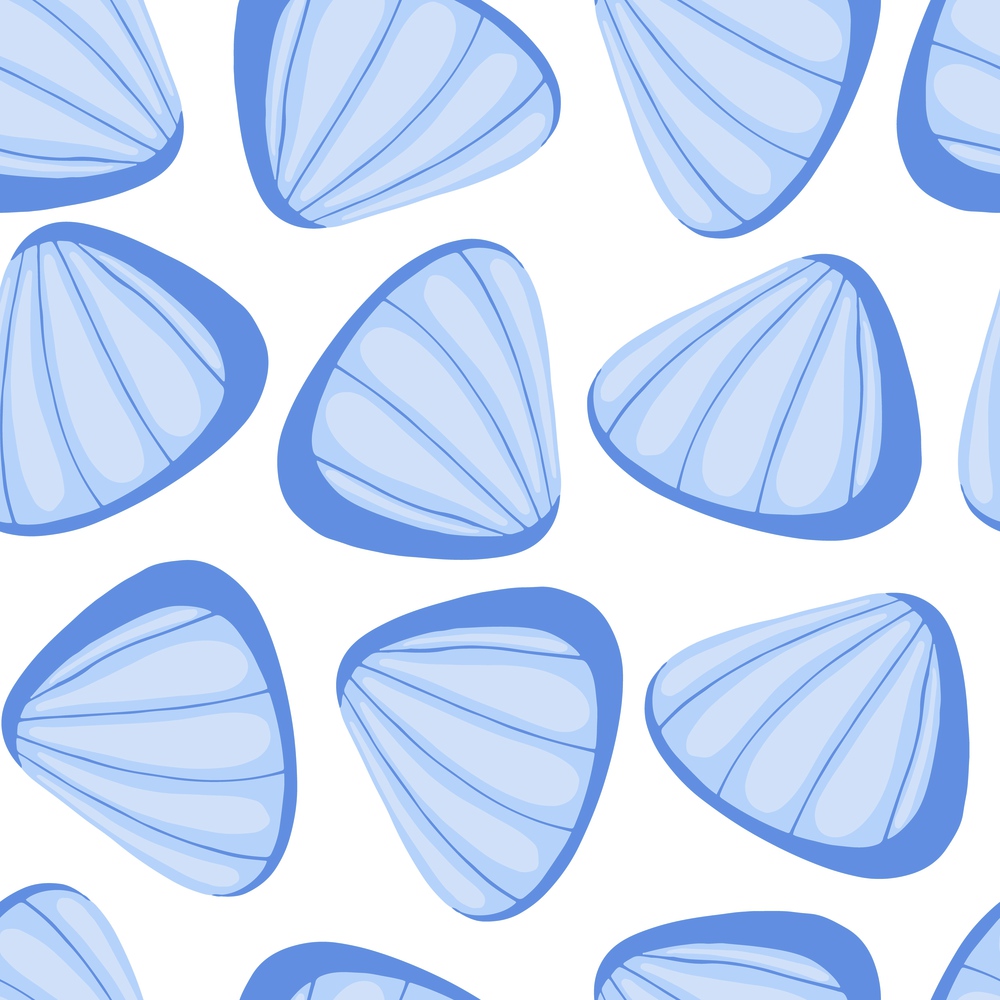 Blue seashells vector seamless pattern. Underwater backdrop. Abstract shell marine wallpaper.. Blue seashells vector seamless pattern. Underwater backdrop. Abstract shell