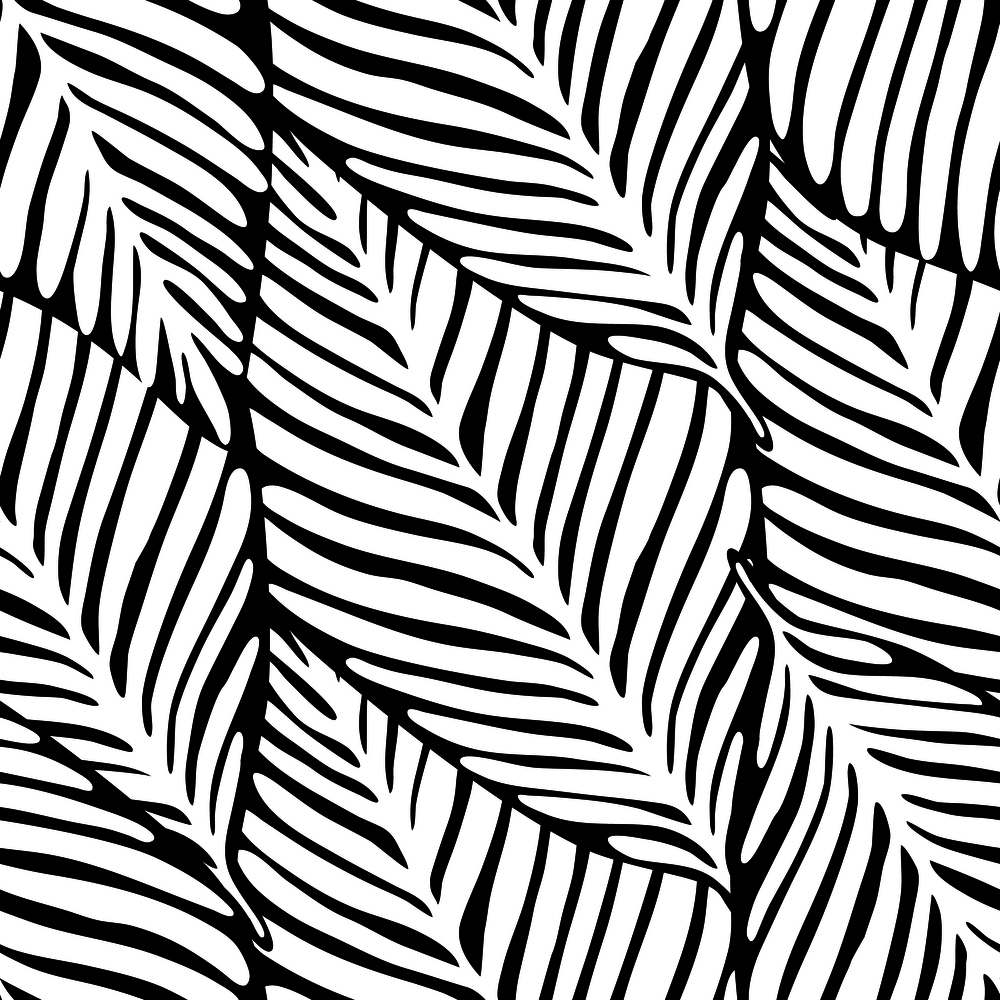 Monochrome jungle seamless pattern. Exotic plant. Tropical pattern, palm leaves seamless vector floral background.. Monochrome jungle seamless pattern. Exotic plant. Tropical pattern