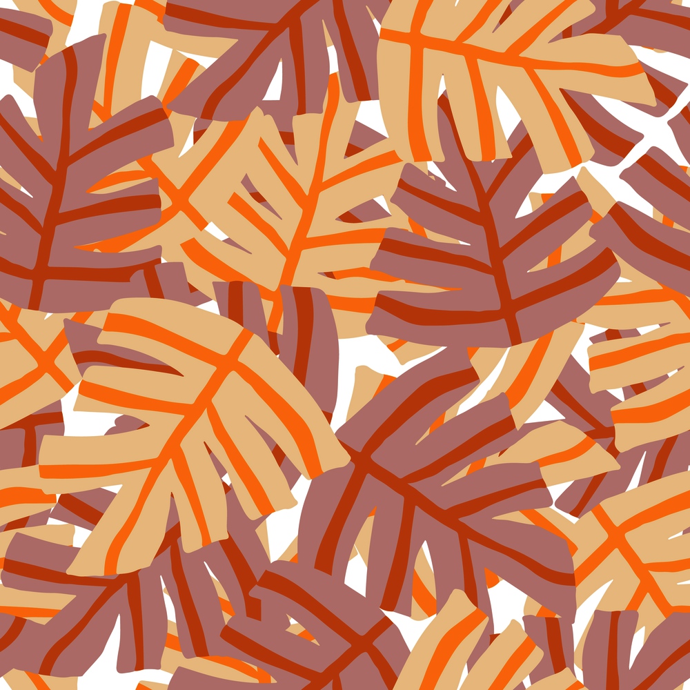 Simple freehand autumn leaves seamless pattern. Exotic plant texture. Summer design for fabric, textile print, wrapping paper, textile. Simple freehand autumn leaves seamless pattern. Exotic plant texture.