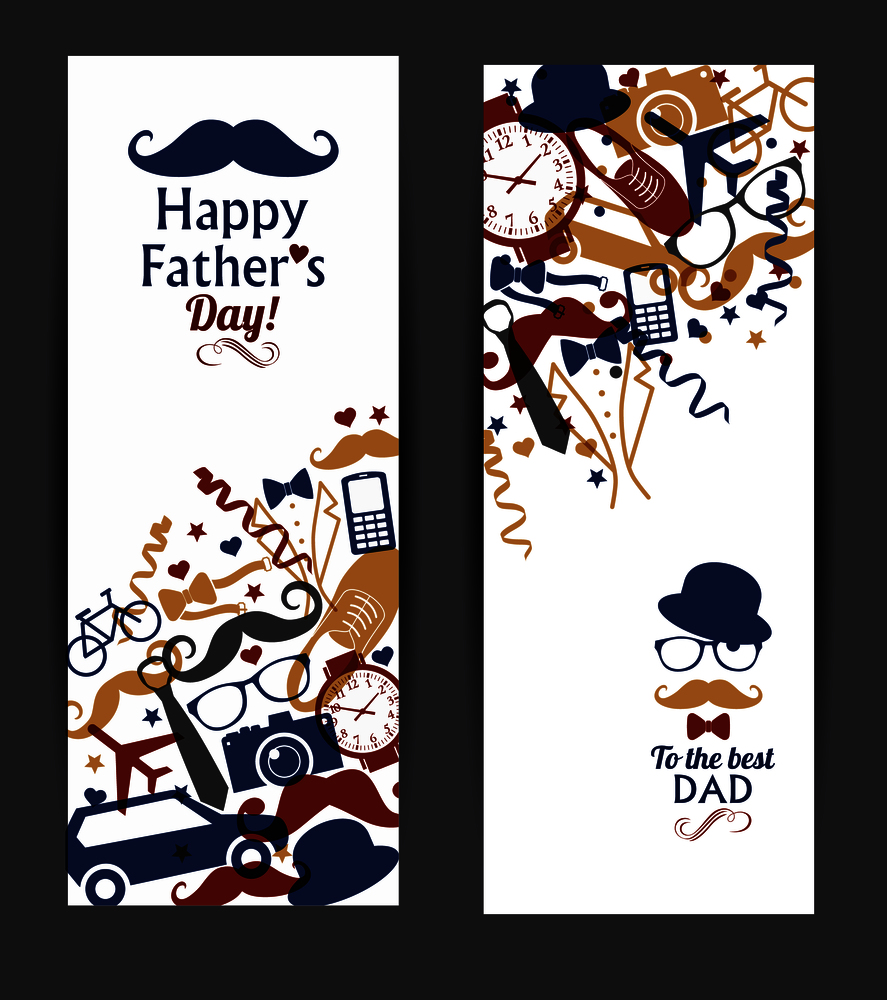 Happy fathers day banners set.