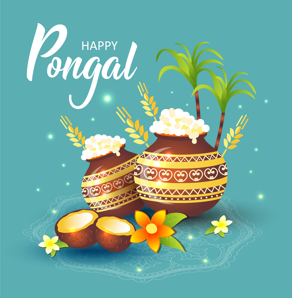 illustration of Happy Pongal Holiday Harvest Festival of Tamil Nadu South India.. illustration of Happy Pongal Holiday Harvest Festival of Tamil Nadu South India. Greeting background.