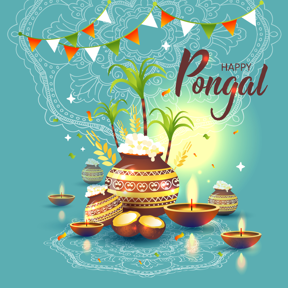 illustration of Happy Pongal Holiday Harvest Festival of Tamil Nadu South India.. illustration of Happy Pongal Holiday Harvest Festival of Tamil Nadu South India. Greeting background.