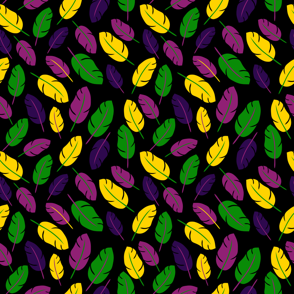 Mardi gras seamless pattern with colors feathers. Mardi gras seamless pattern with feathers on white