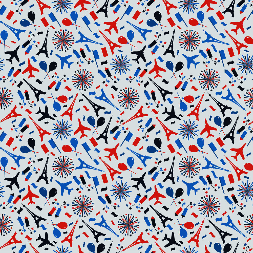 Bastille Day, Independence Day of France, symbols. Seamless pattern with symbol of France.. Bastille Day, Independence Day of France, symbols. Seamless pattern with symbol of celebration.