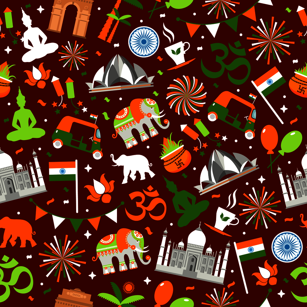 Indian seamless pattern for your design. India Independence Day background. Vector Illustration.. Indian seamless pattern for your design. India Independence Day background.