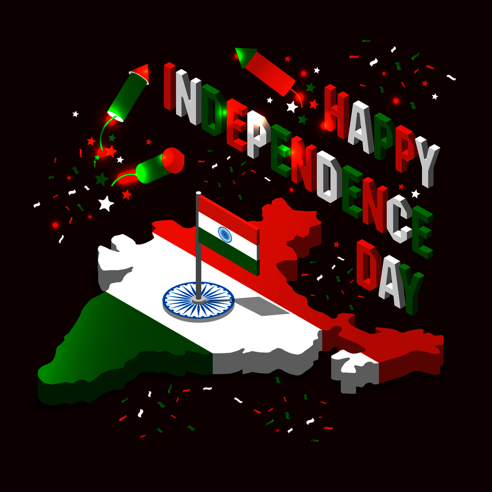 India map in national flag tricolors Abstract background for India Independence Day.. India isometric map in national flag tricolors Abstract background for India Independence Day.