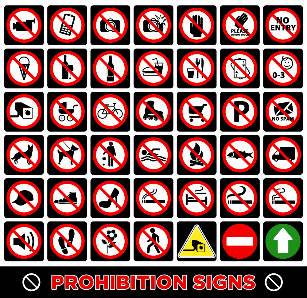 No set symbol.Prohibition set symbol. Vector icon set.. Vector stock illustration