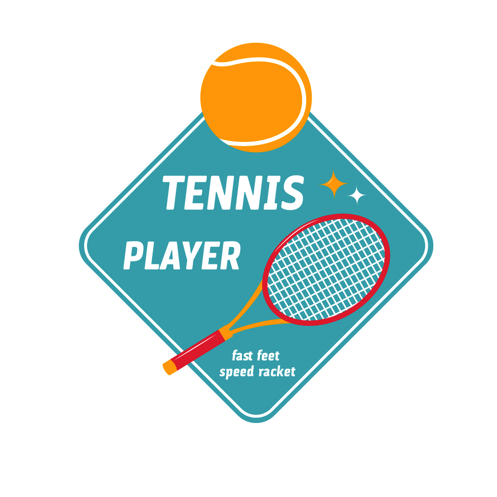 Bright tennis design. Logo icon design. Print badge. Motivational slogan. Bright tennis design. Logo icon design.Print badge