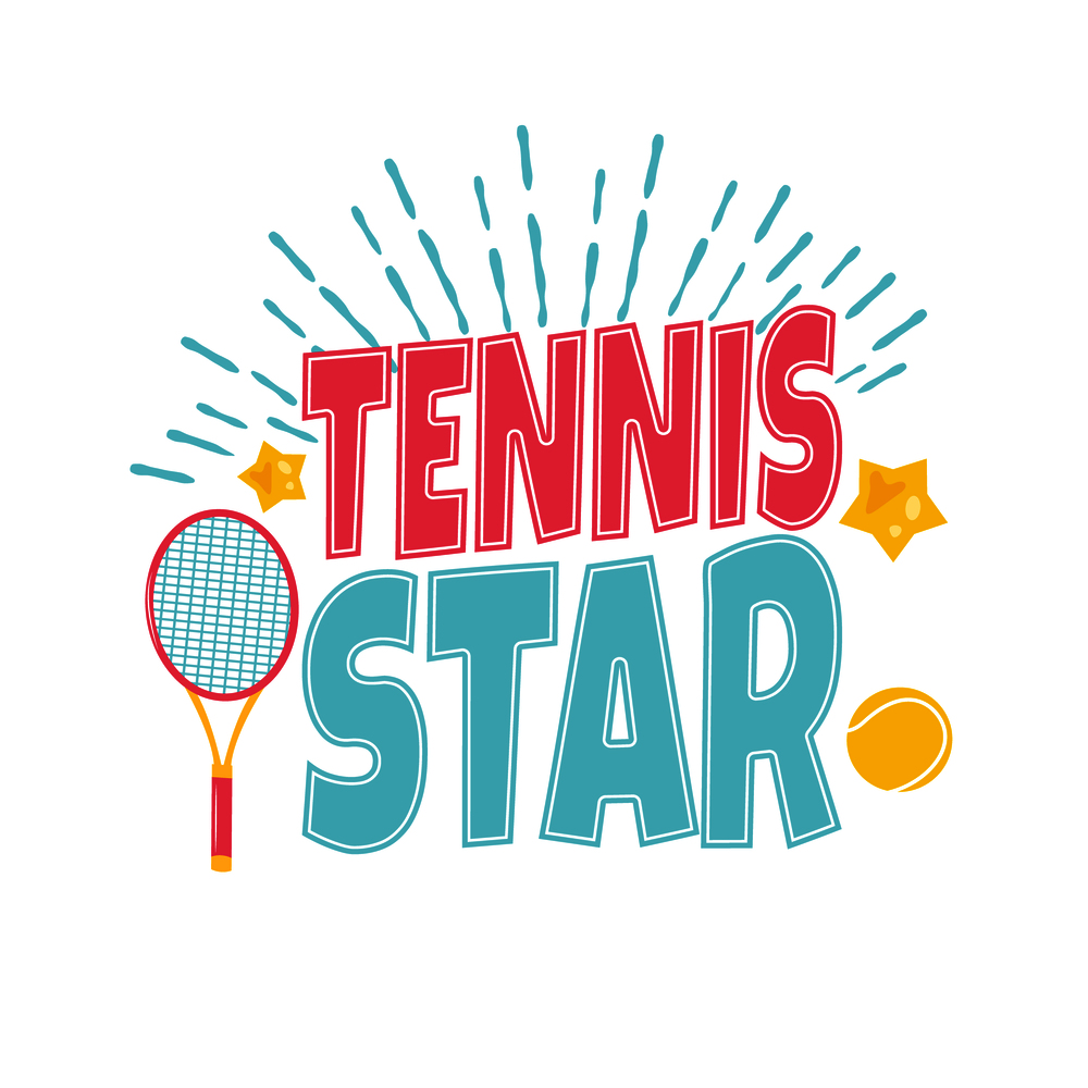 Bright tennis design. Logo icon design. Print badge. Motivational slogan. Bright tennis design. Logo icon design.Print badge