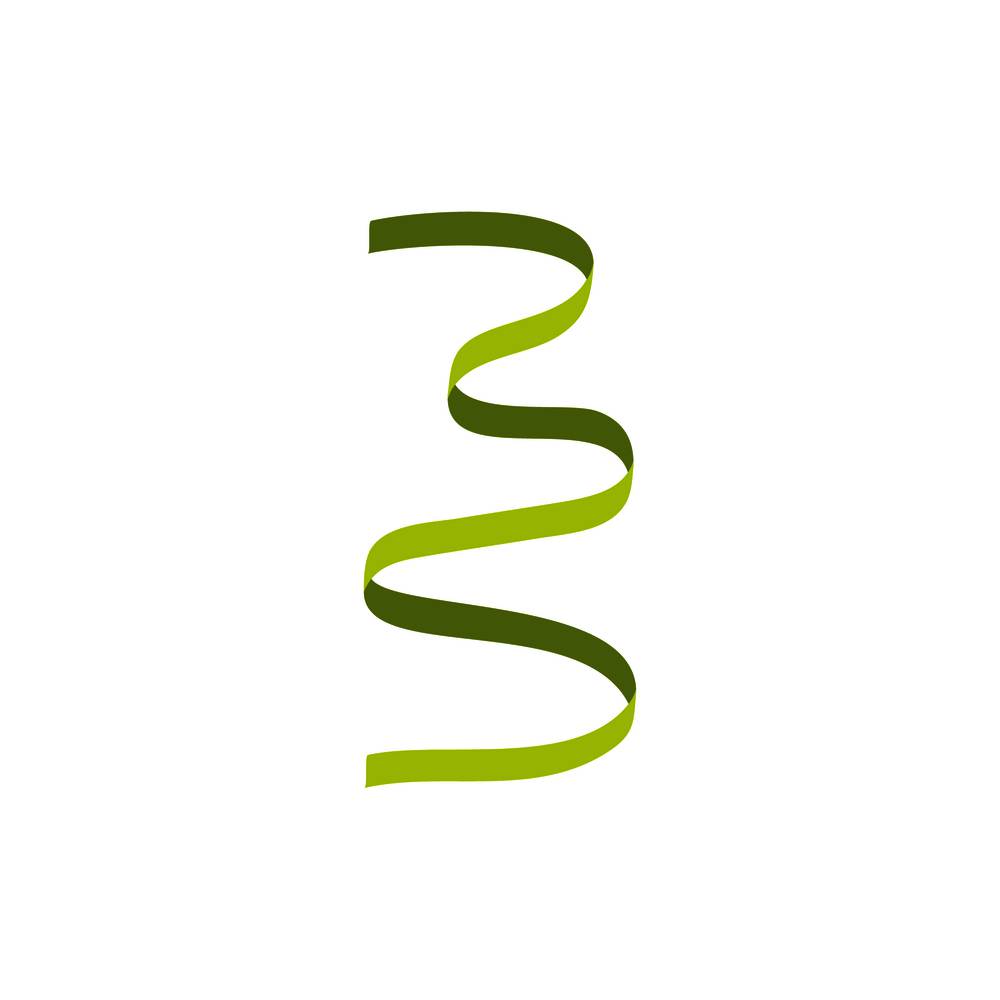 Green curly ribbon icon. Flat illustration of green curly ribbon vector icon for web isolated on white. Green curly ribbon icon, flat style