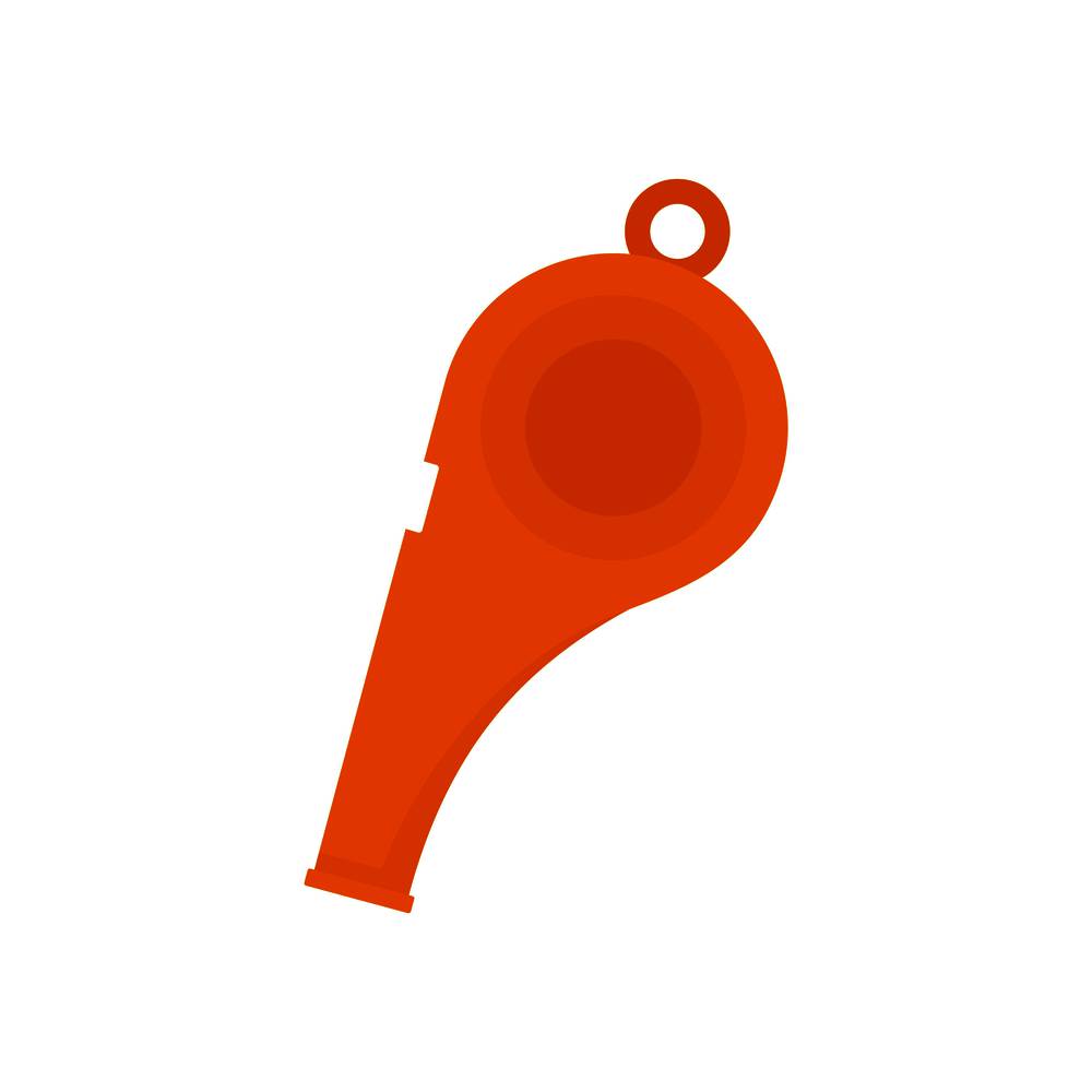 Orange whistle icon. Flat illustration of orange whistle vector icon for web isolated on white. Orange whistle icon, flat style
