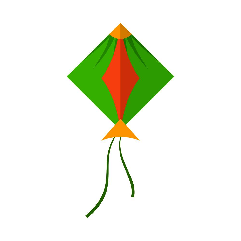 Green kite icon. Flat illustration of green kite vector icon for web isolated on white. Green kite icon, flat style