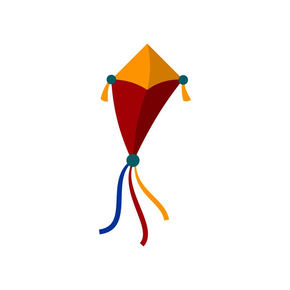 Ribbon kite icon. Flat illustration of ribbon kite vector icon for web isolated on white. Ribbon kite icon, flat style