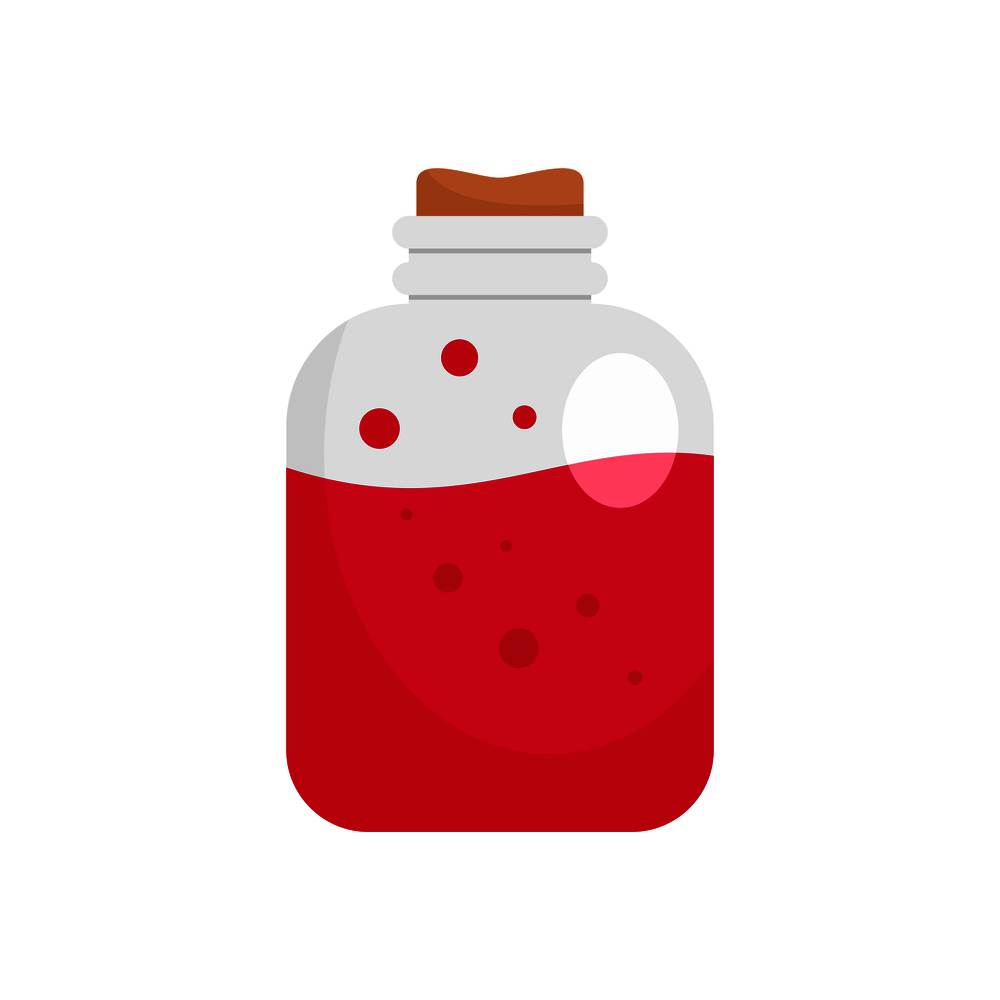 Red potion icon. Flat illustration of red potion vector icon for web isolated on white. Red potion icon, flat style