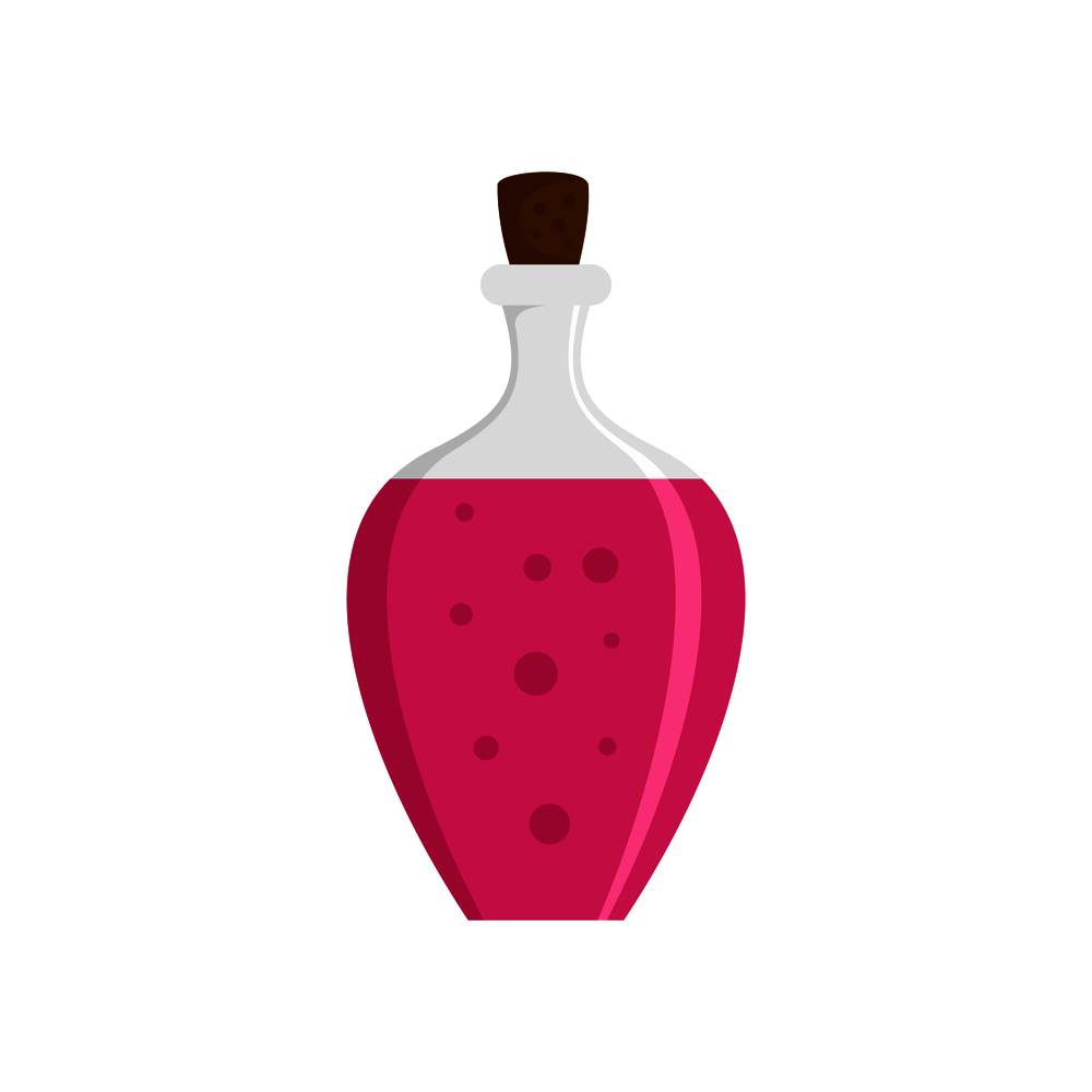 Potion pink bottle icon. Flat illustration of potion pink bottle vector icon for web isolated on white. Potion pink bottle icon, flat style