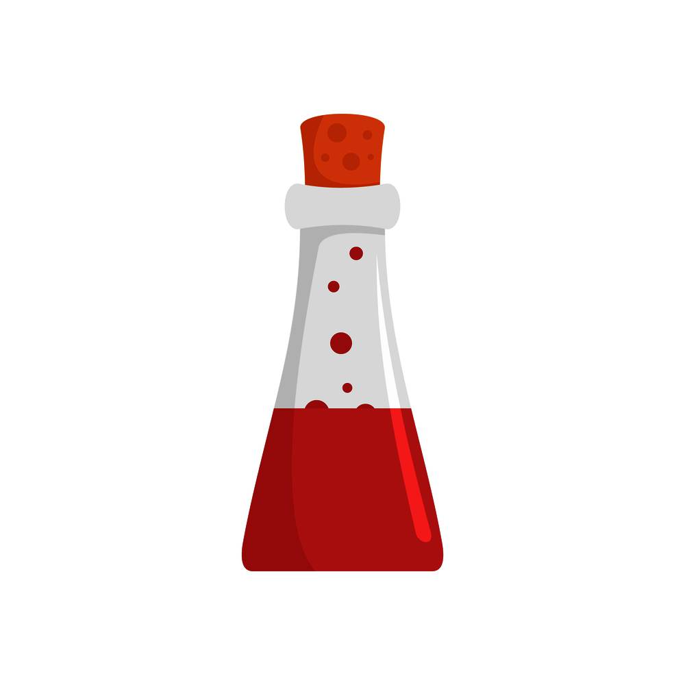 Chemistry potion flask icon. Flat illustration of chemistry potion flask vector icon for web isolated on white. Chemistry potion flask icon, flat style
