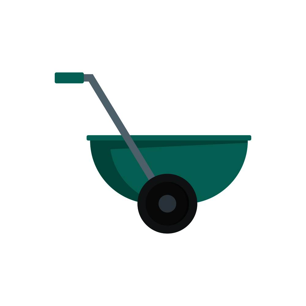 Small wheelbarrow icon. Flat illustration of small wheelbarrow vector icon for web isolated on white. Small wheelbarrow icon, flat style