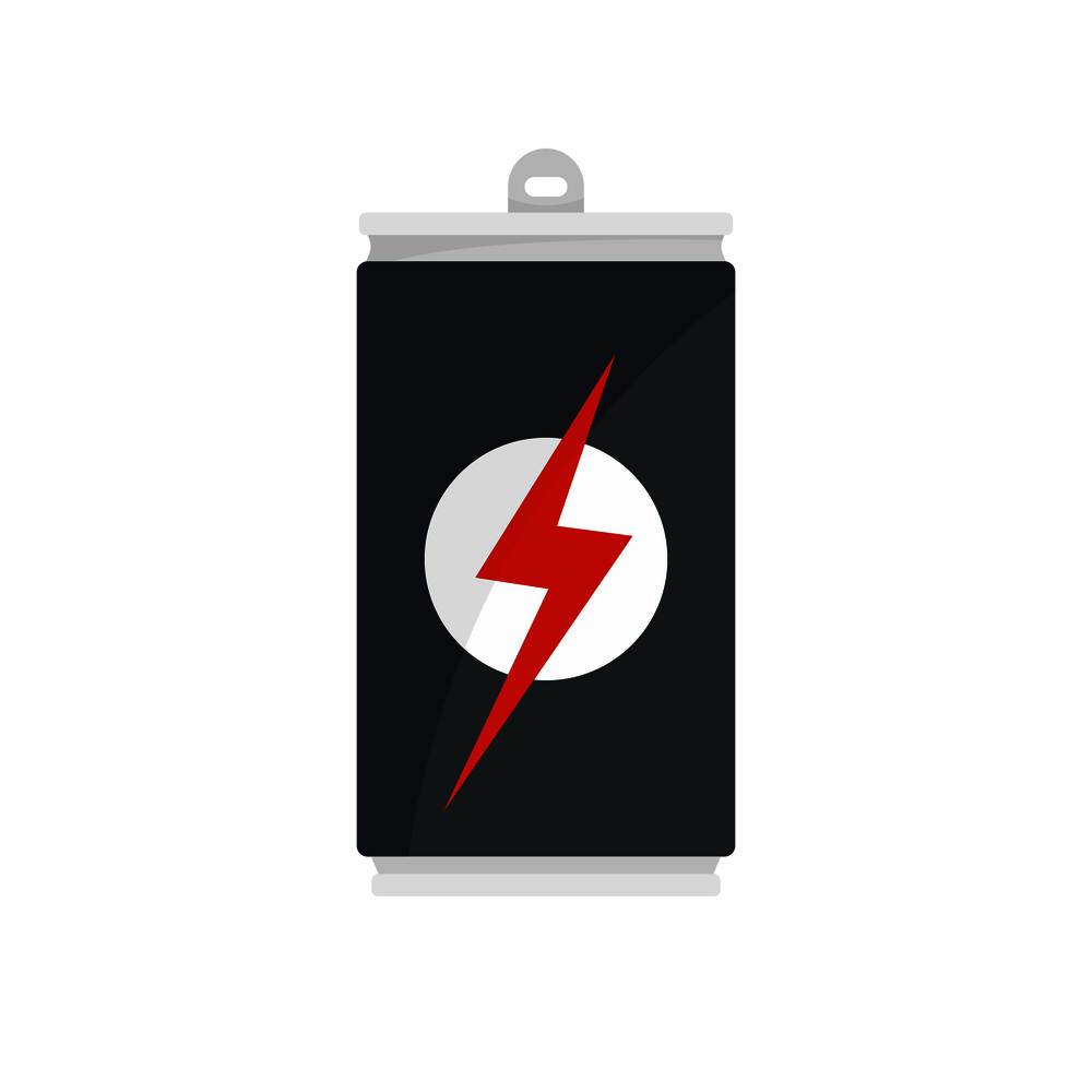 Energy drink can icon. Flat illustration of energy drink can vector icon for web isolated on white. Energy drink can icon, flat style