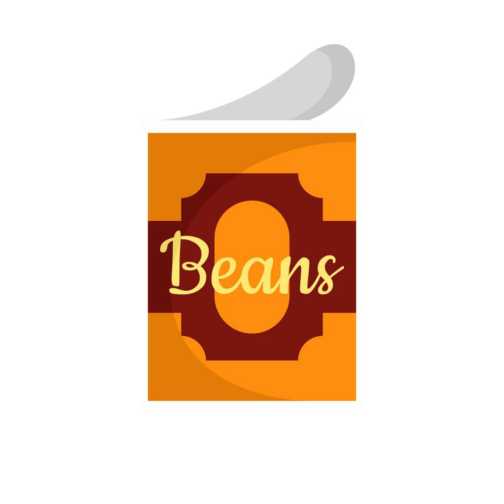 Beans tin can icon. Flat illustration of beans tin can vector icon for web isolated on white. Beans tin can icon, flat style