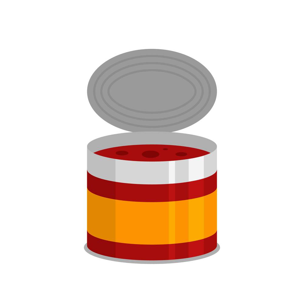 Tomato tin can icon. Flat illustration of tomato tin can vector icon for web isolated on white. Tomato tin can icon, flat style