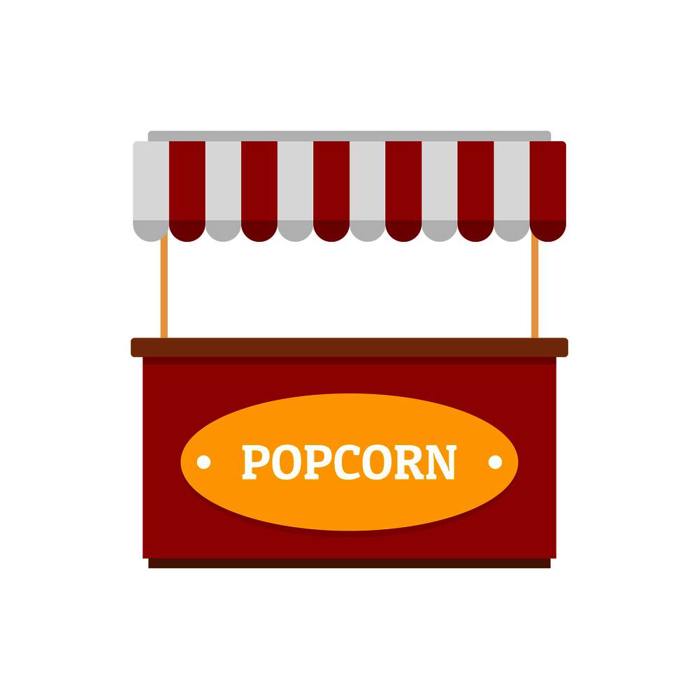 Popcorn street shop icon. Flat illustration of popcorn street shop vector icon for web isolated on white. Popcorn street shop icon, flat style