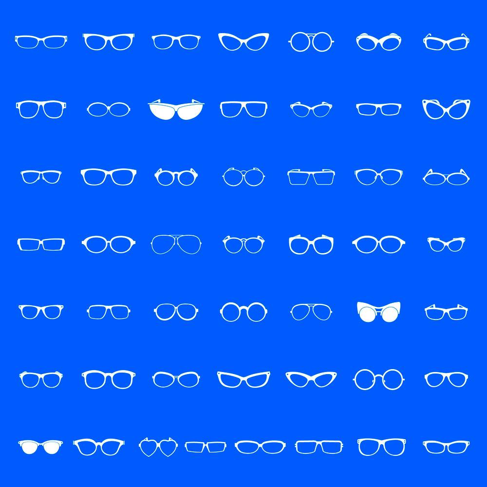 Glasses icons set. Simple illustration of 50 glasses forms vector icons for web. Glasses icons set, simple style