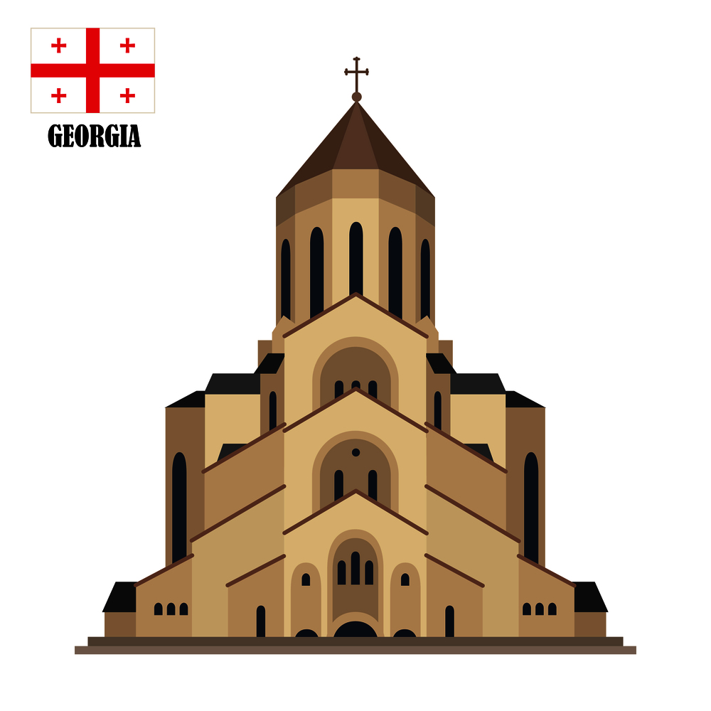 Tsmind Sameba Cathedral Georgia Tbilisi  (Holy Trinity) Vector illustration.. Tsmind Sameba Cathedral Georgia Tbilisi