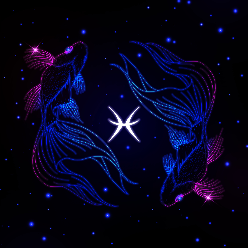 Pisces zodiac sign, horoscope symbol, vector illustration