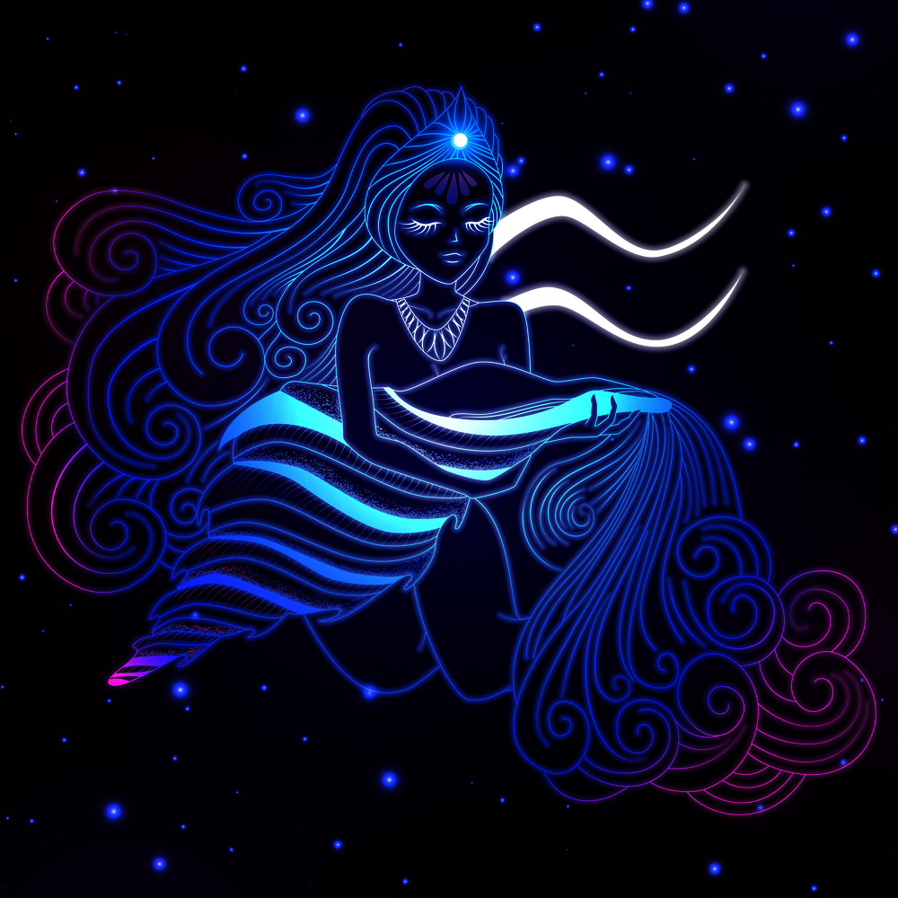 Aquarius zodiac sign, horoscope symbol, vector illustration