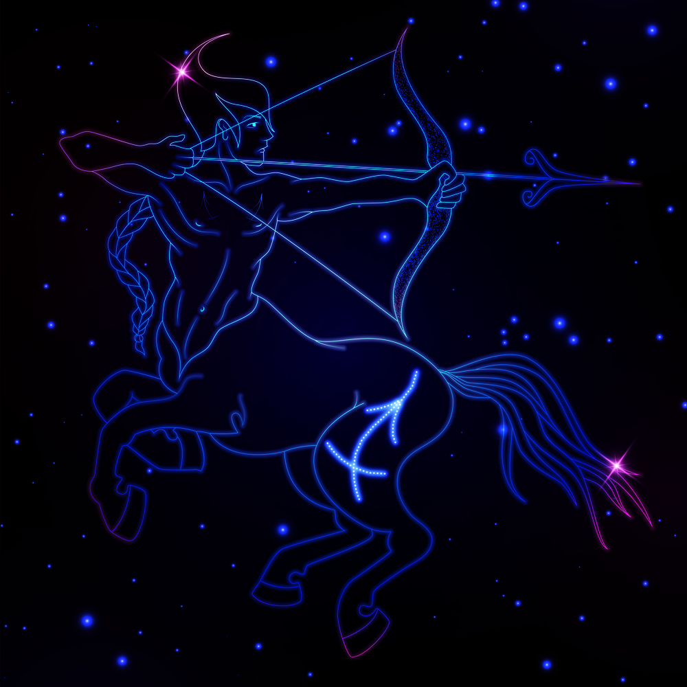 Sagittarius zodiac sign, horoscope symbol, vector illustration