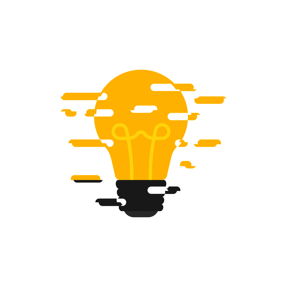 burning light bulb abstraction in flat style, vector illustration. burning light bulb abstraction in flat style, vector