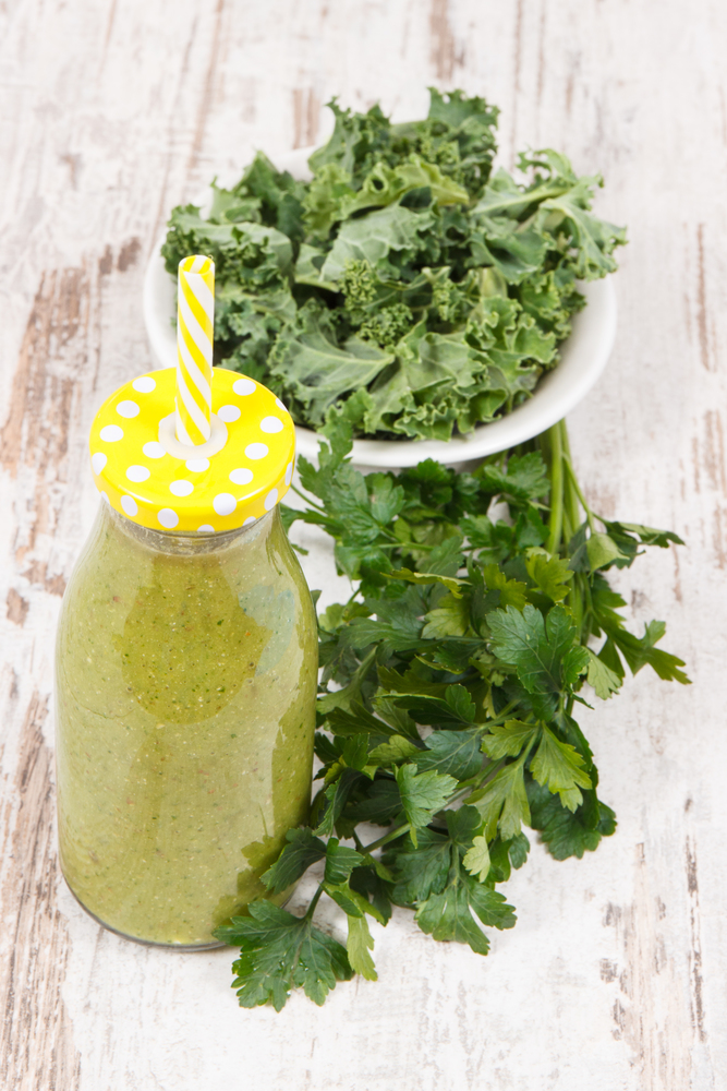 Freshly blended green coctail from vegetables as healthy dessert containing natural vitamins and minerals. Freshly blended green coctail from vegetables as healthy dessert containing vitamins