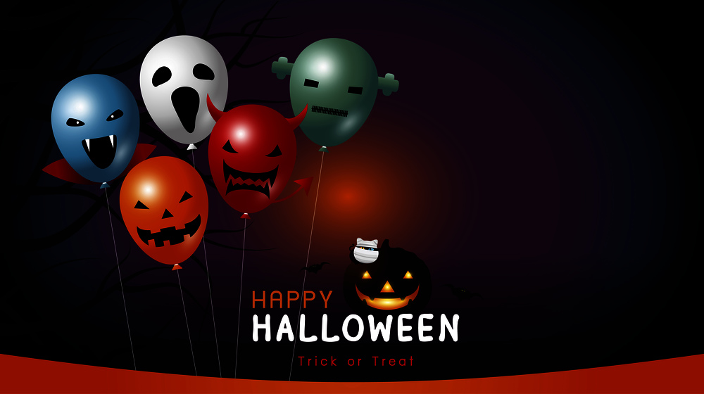 Happy halloween banner design of balloon vector illustration