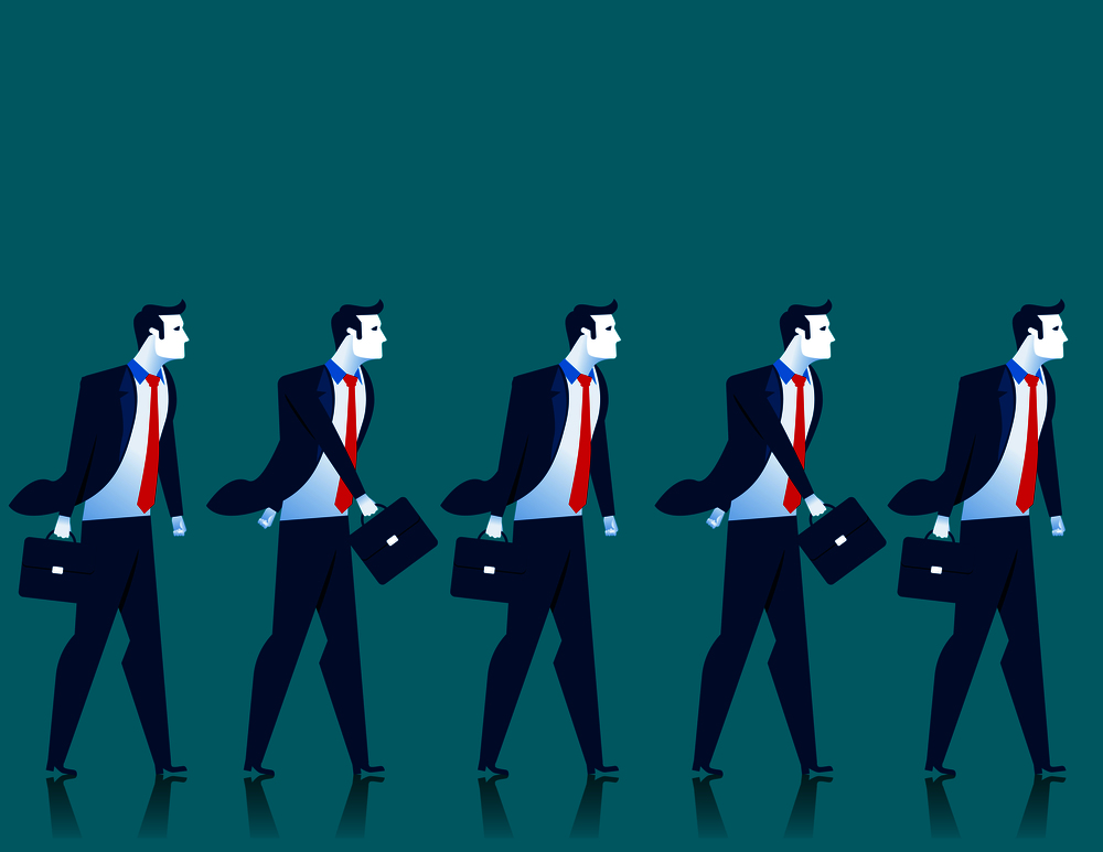 Teamwork. Businessmen walk. Concept business illustration. Vector flat
