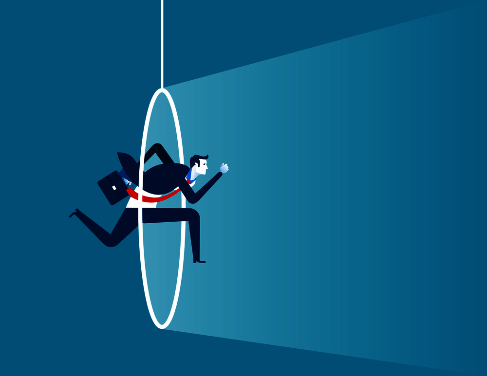 Businessman into loop. Concept business vector illustration.
