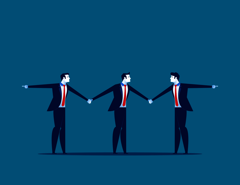 Business people tugging a man. Concept businesss vector illustration.