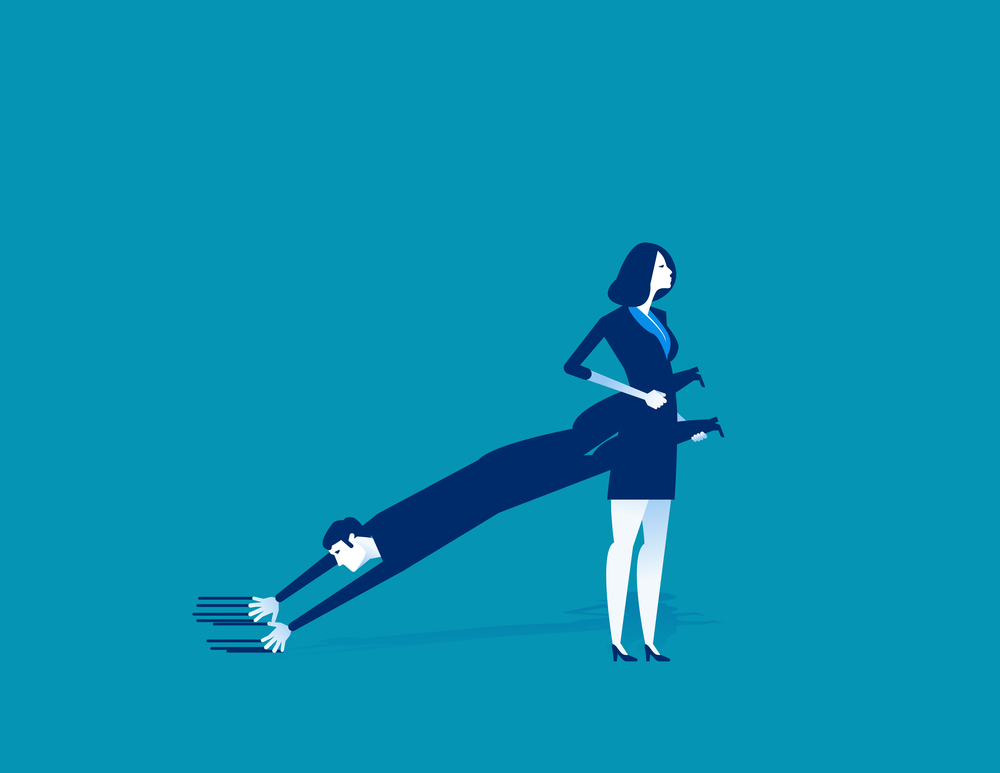 Dragging a Partner. Concept business vector illustration.