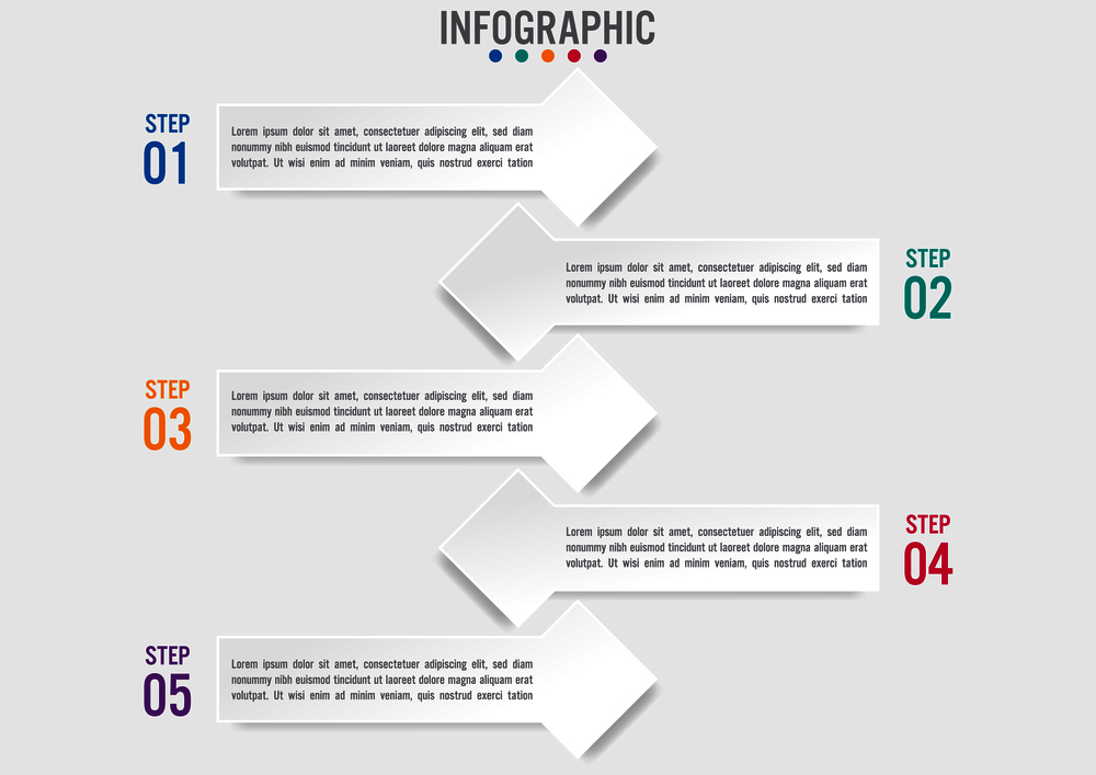 Business infographic template with 5 options arrows shape