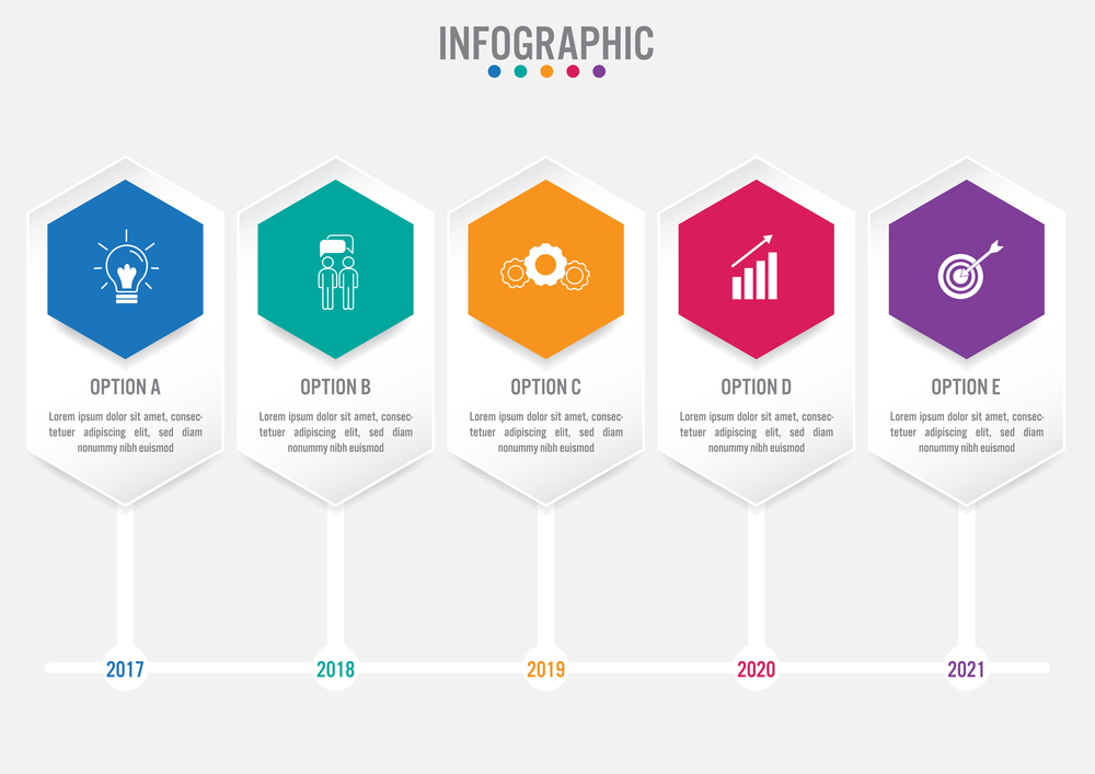 Business infographic template with 5 options hexagonal shape,Creative concept for infographic.