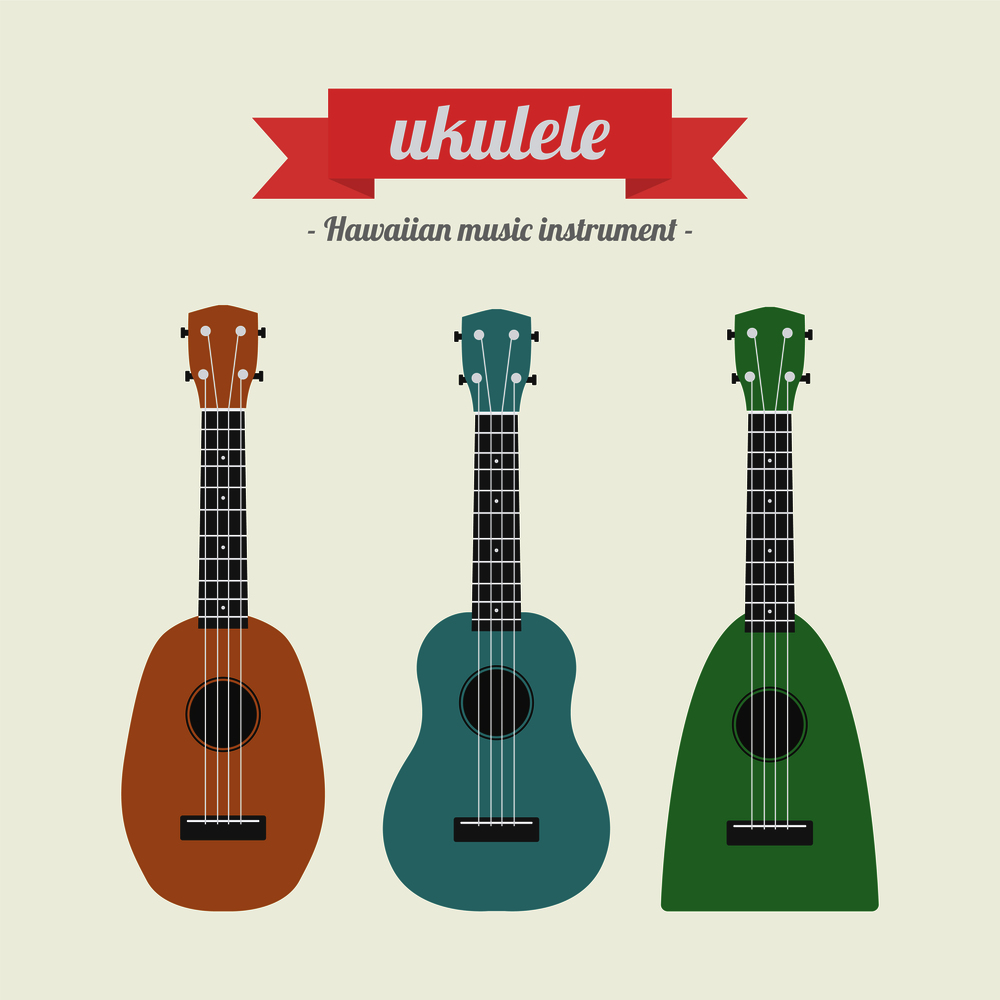 ukulele, hawaiian music instrument, pastel style