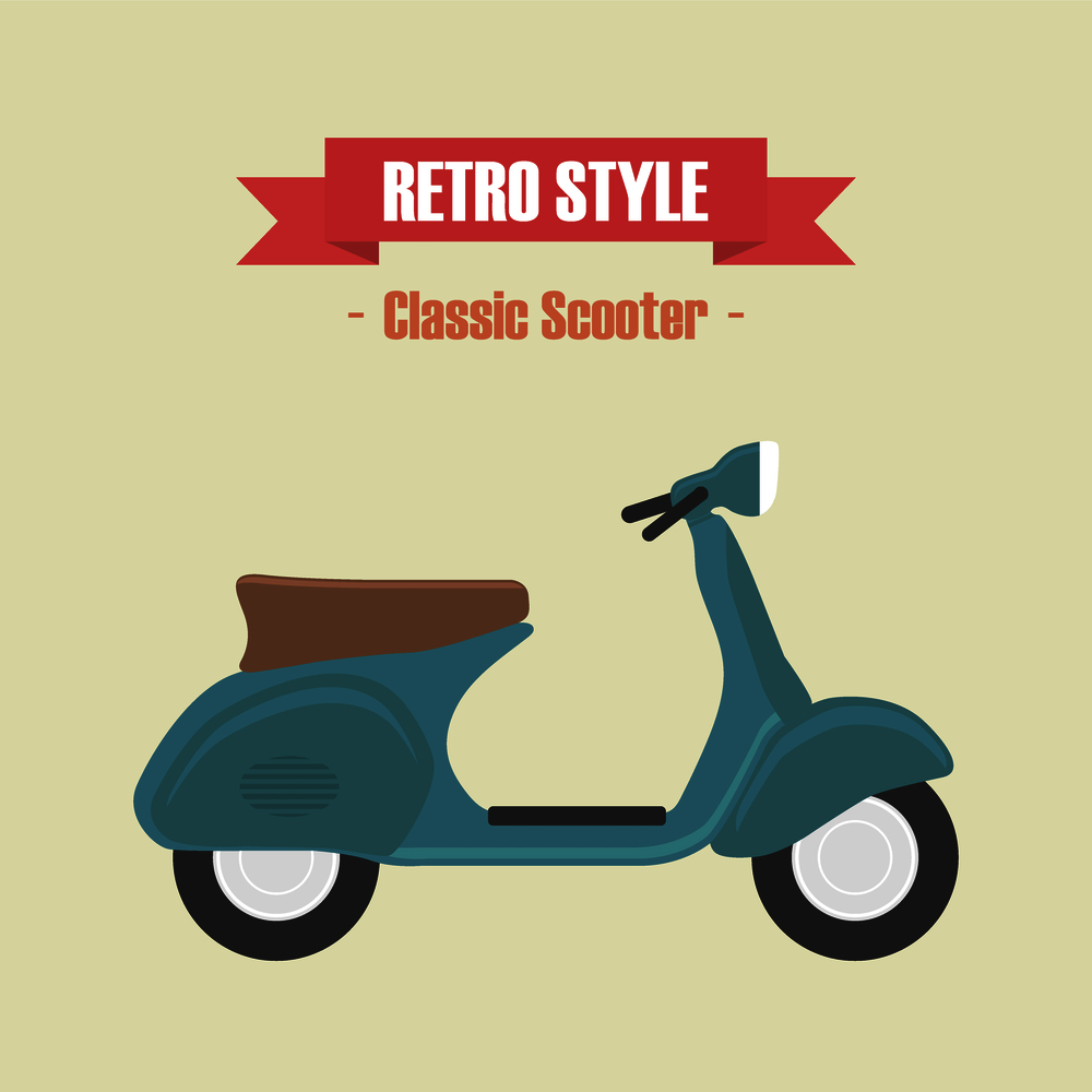 retro blue scooter, vintage style