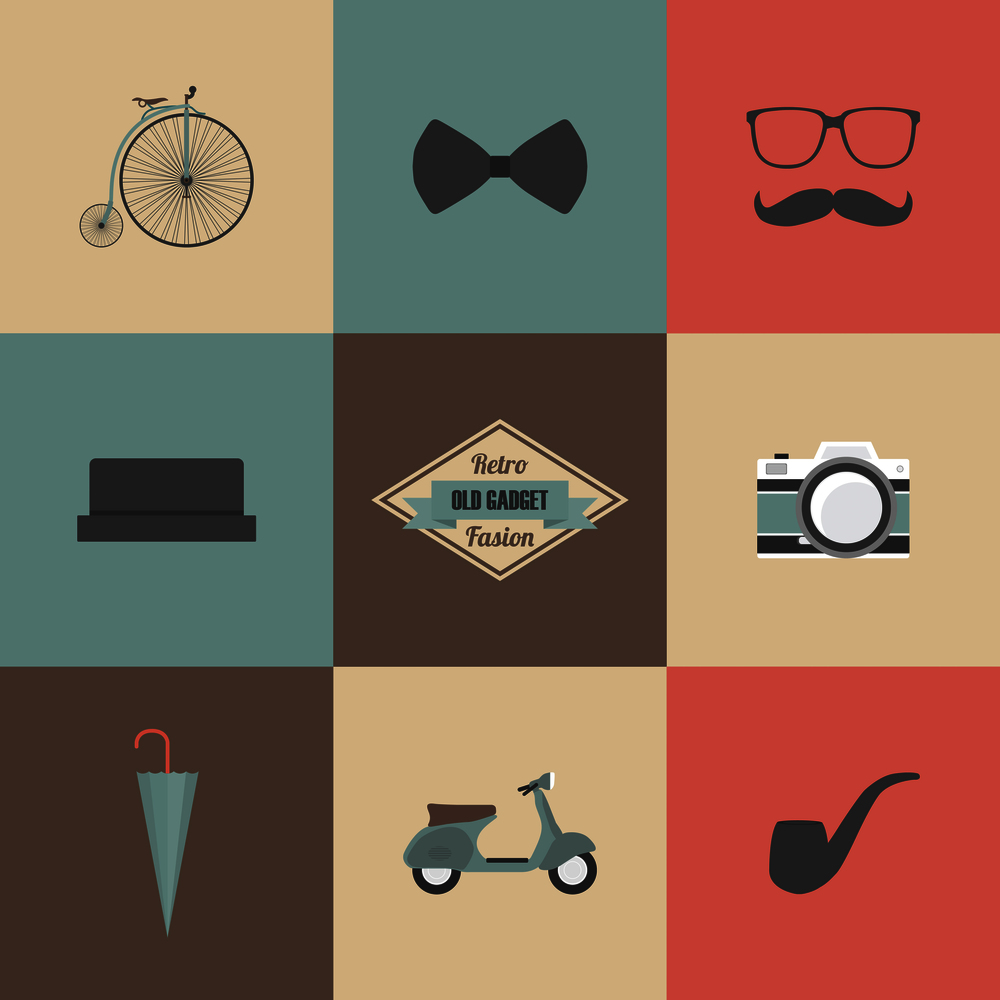hipster gadget, retro and vintage style