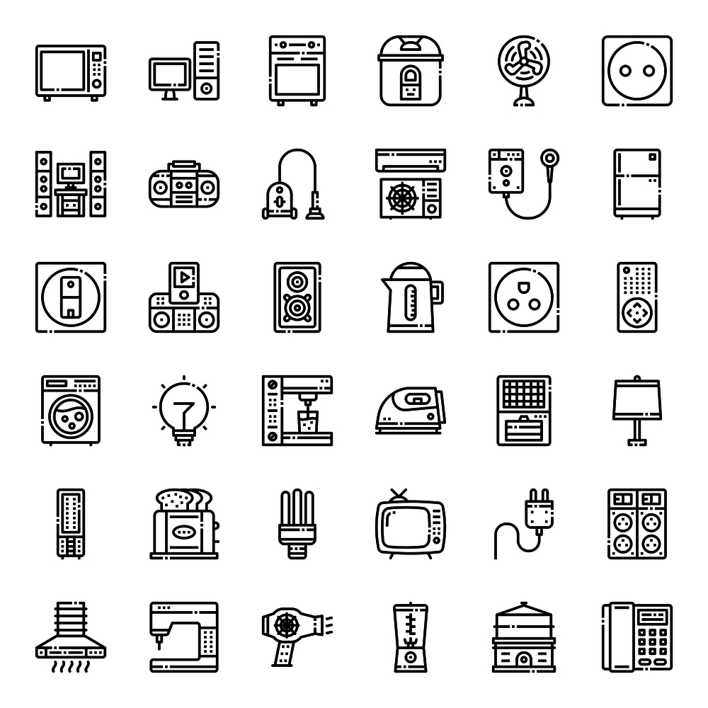 home appliances , pixel perfect outline icon, isolated on white background