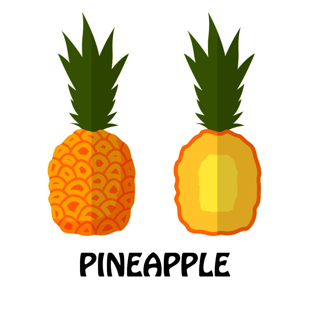 Vector Illustration Flat pineapple isolated on white background , minimal style , Raw materials fresh fruit