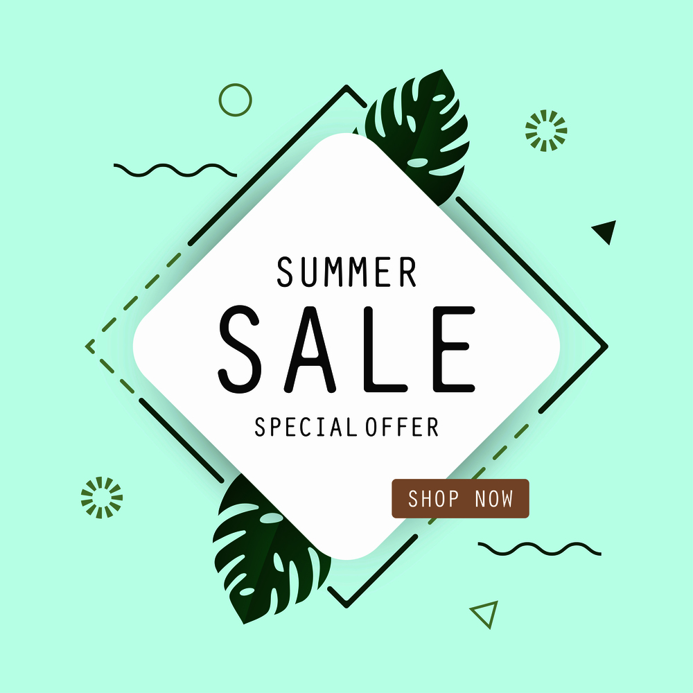 Abstract Minimal Background Tropical Paper Summer Sale , Special offer, modern style , vector illustration