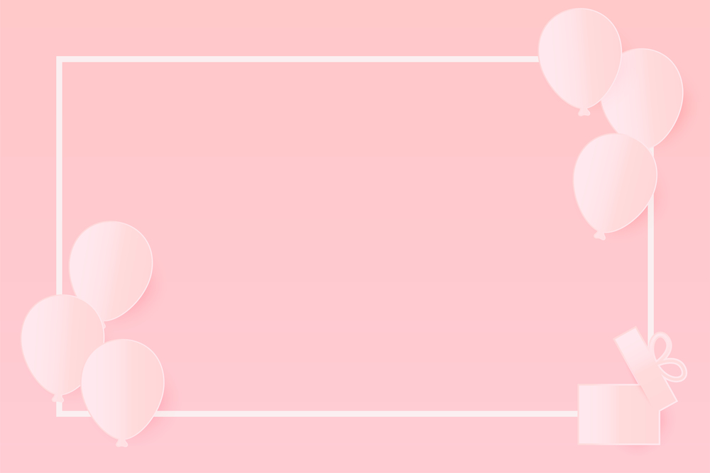 Balloon Paper and the gift box with copy space . Flying on pink background. Vector Illustration, Mother&rsquo;s Day, Valentine&rsquo;s Day