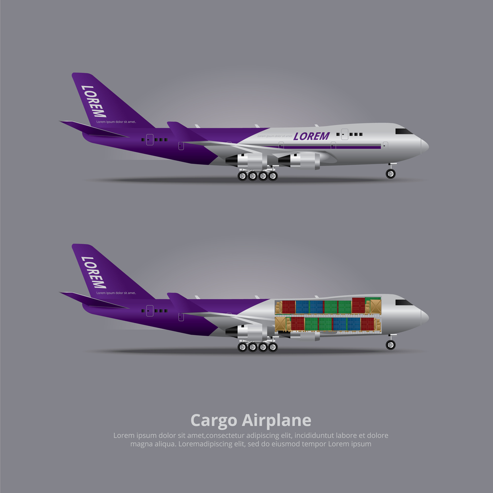 Cargo ship Airplane Isolated Vector Illustration